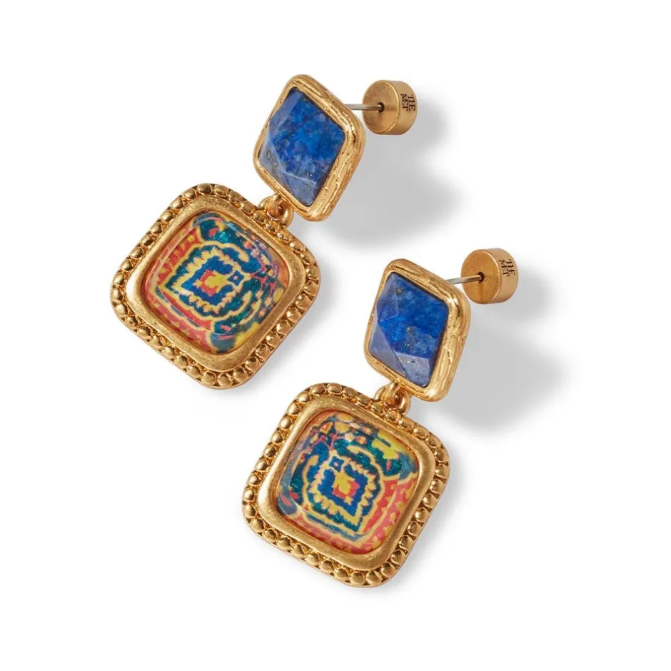 Hot Kashan Carpet Square Drop Earrings Earrings