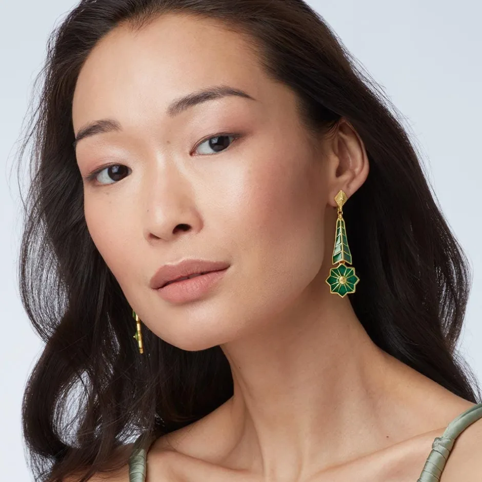 Outlet Lotus Pagoda Plique-à-Jour Long Drop Earrings Earrings