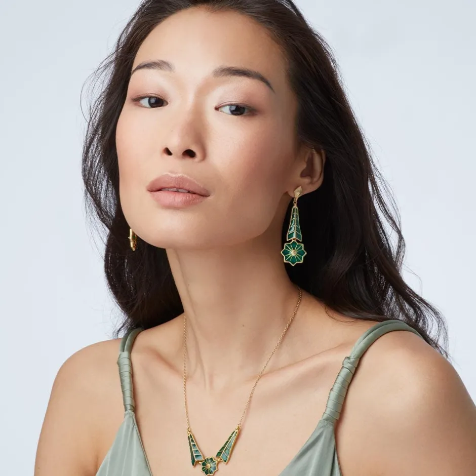 Outlet Lotus Pagoda Plique-à-Jour Long Drop Earrings Earrings