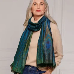 New Louis C. Tiffany Peacock Feather Wool-Blend Shawl Scarves & Wraps