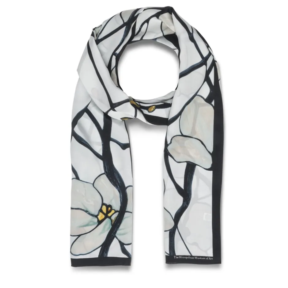 Outlet Louis C. Tiffany White Magnolia Oblong Silk Scarf Scarves & Wraps