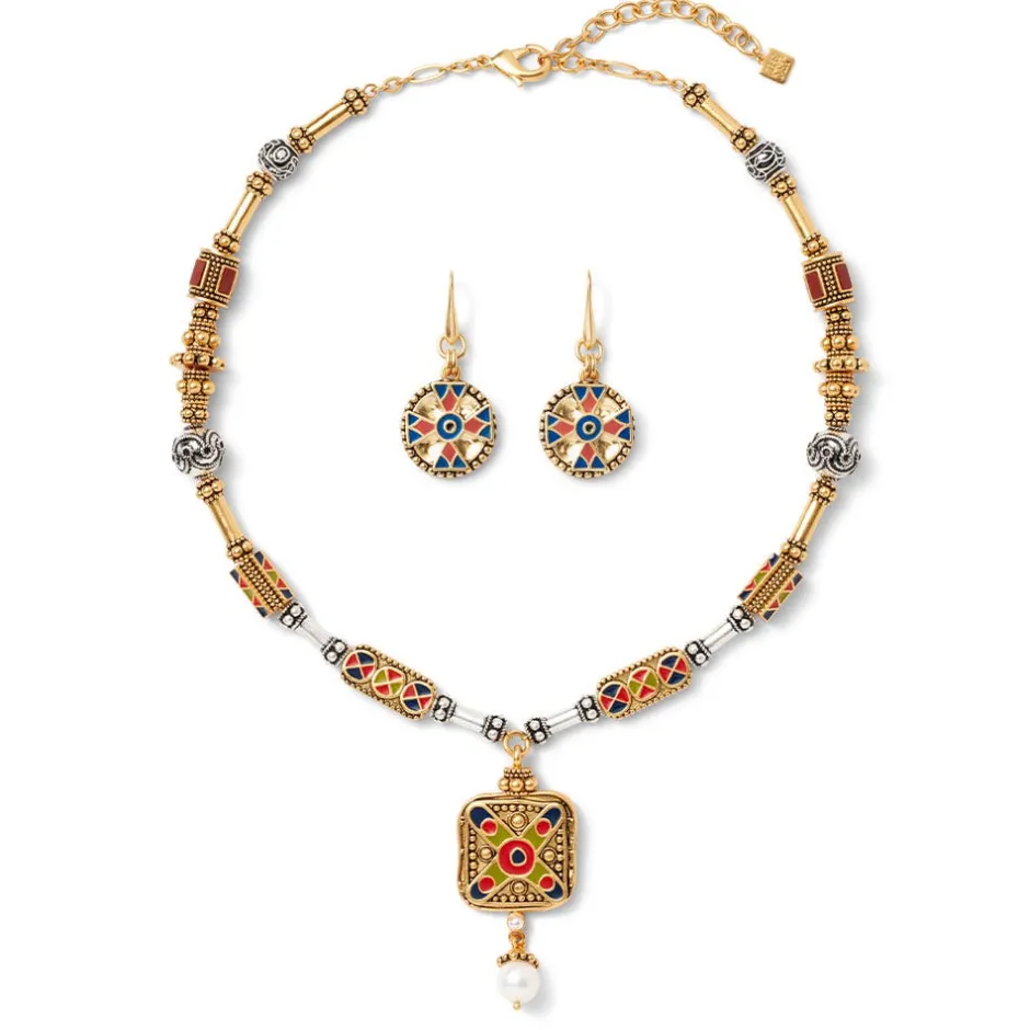 Discount Medieval Byzantine Statement Necklace and Drop Earrings Set Jewelry Sets