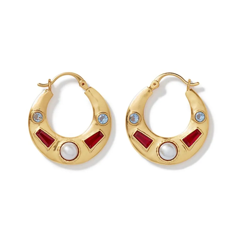 Outlet Medieval Stone Crescent Hoop Earrings Earrings