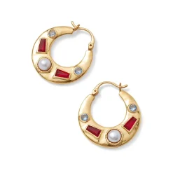 Outlet Medieval Stone Crescent Hoop Earrings Earrings