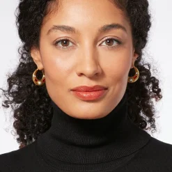 Outlet Medieval Stone Crescent Hoop Earrings Earrings