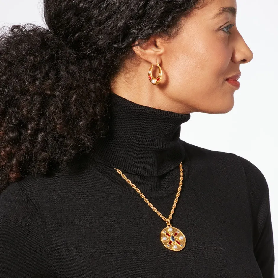 Outlet Medieval Stone Crescent Hoop Earrings Earrings