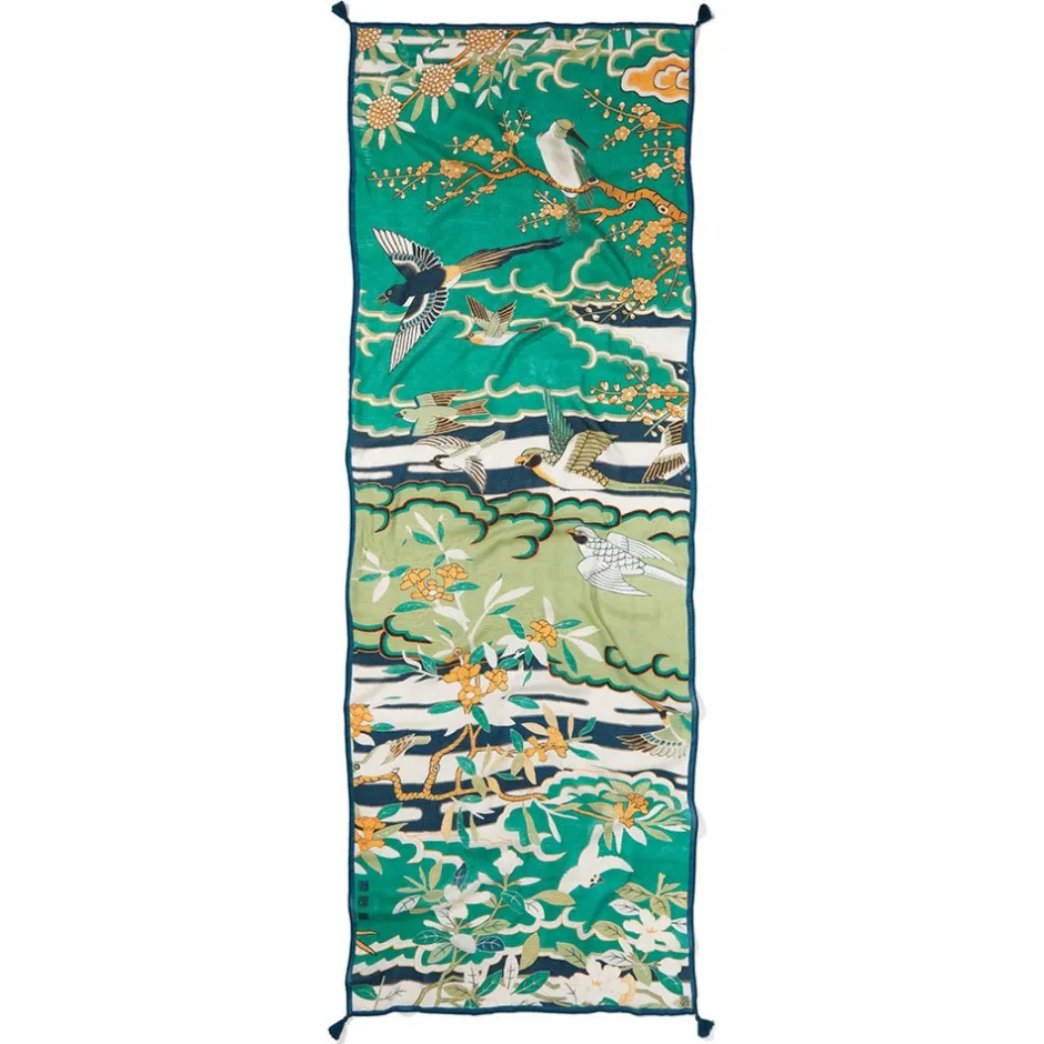 Hot Ming Birds and Flowering Branches Oversize Oblong Scarf Scarves & Wraps