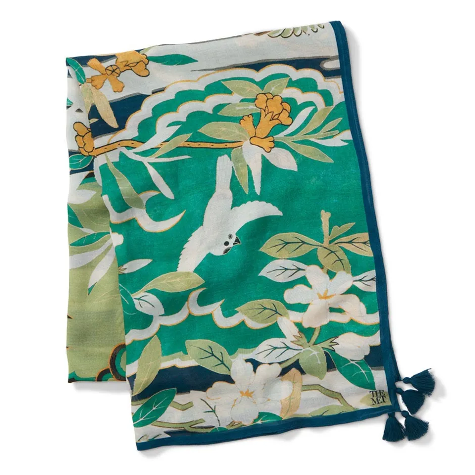Hot Ming Birds and Flowering Branches Oversize Oblong Scarf Scarves & Wraps