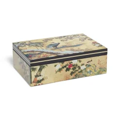 Outlet Momoyama Cranes and Flowers Lacquer Box Decorative Accents