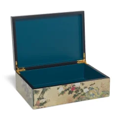 Outlet Momoyama Cranes and Flowers Lacquer Box Decorative Accents