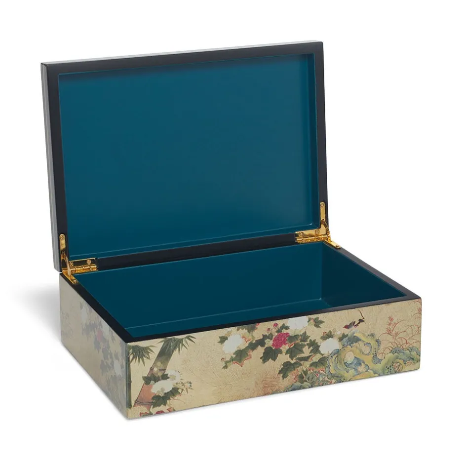 Outlet Momoyama Cranes and Flowers Lacquer Box Decorative Accents