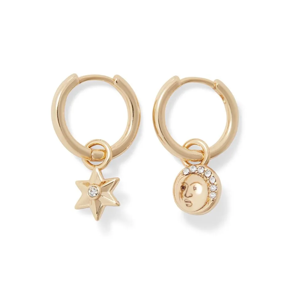 Moon and Star Hoop Earrings Earrings
