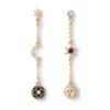 Online Moonface and Crescent Drop Earrings Earrings