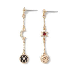 Online Moonface and Crescent Drop Earrings Earrings