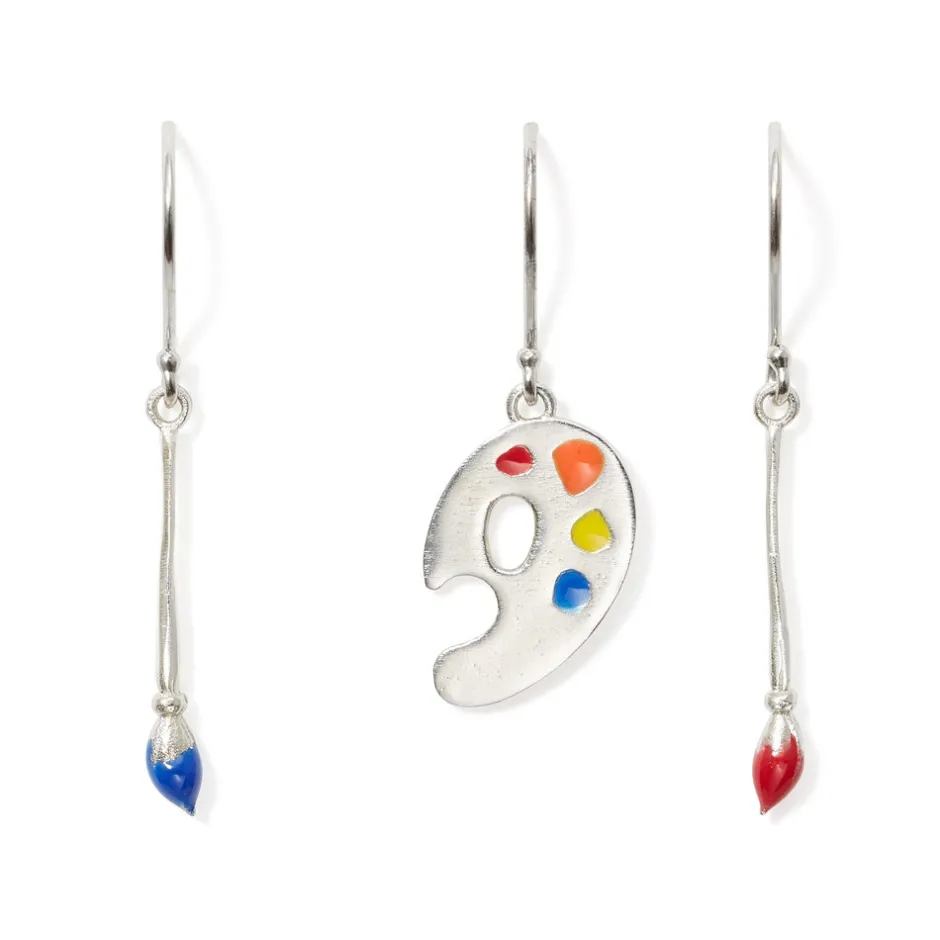 Paintbrush and Palette Drop Earrings Earrings