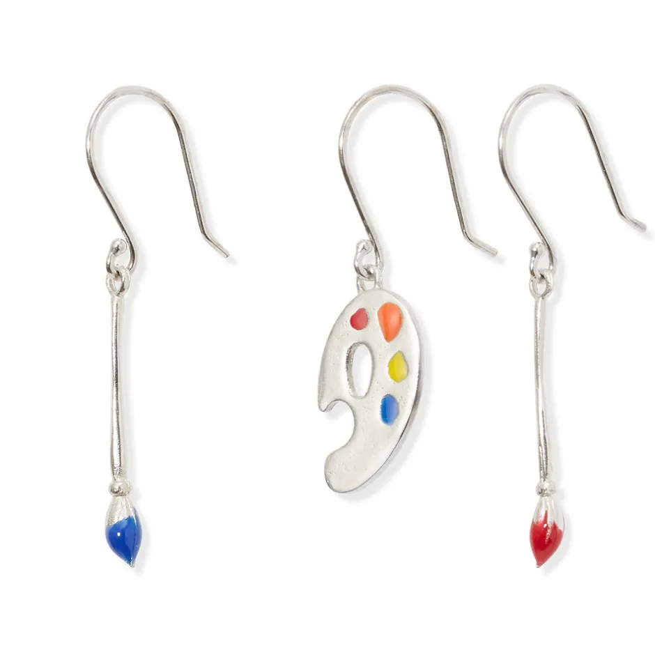 Paintbrush and Palette Drop Earrings Earrings