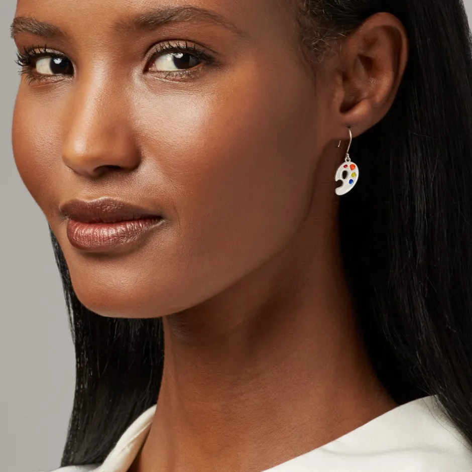 Paintbrush and Palette Drop Earrings Earrings