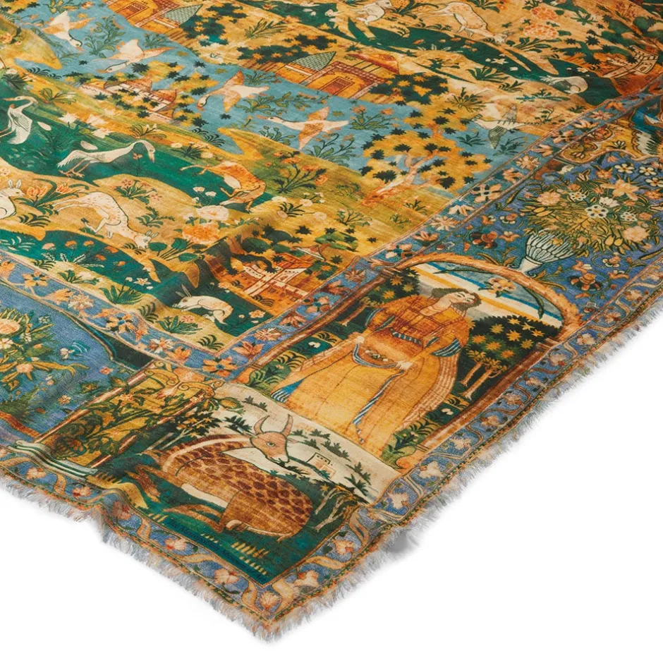 Outlet Persian Pictorial Textile Oversize Oblong Scarf Scarves & Wraps