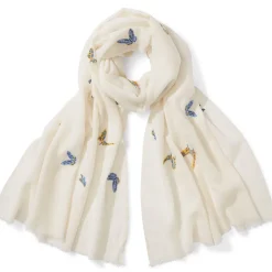 Hot Qing Embroidered Butterflies Oblong Scarf Scarves & Wraps