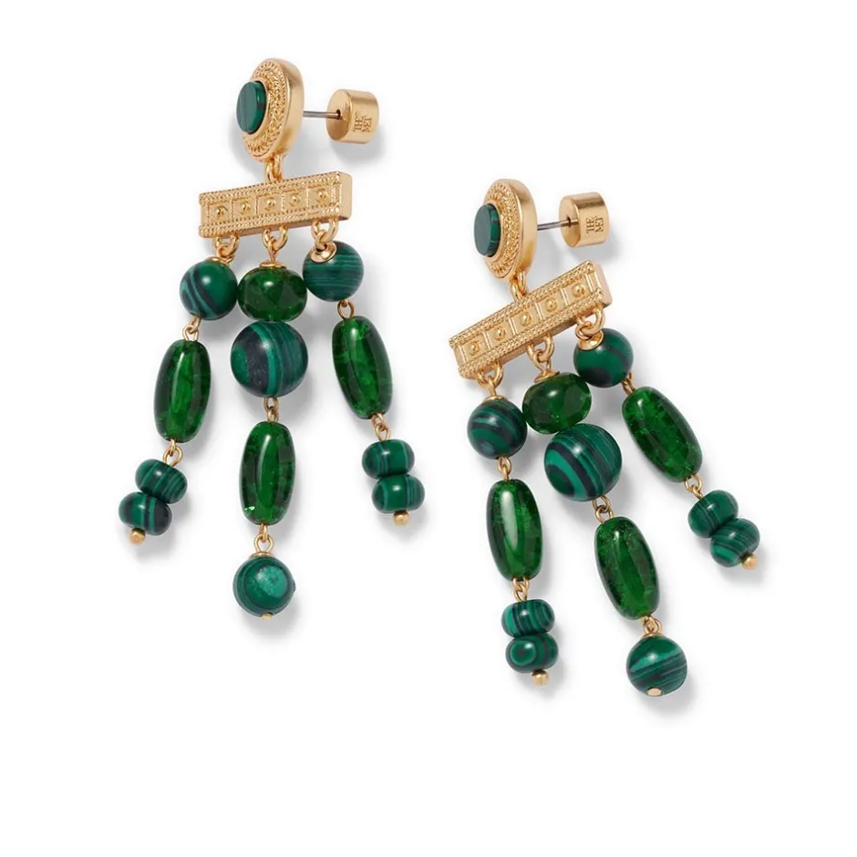 Discount Roman Malachite Statement Necklace and Chandelier Earrings Set Jewelry Sets