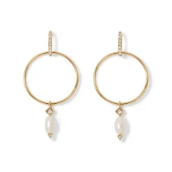 New Royal Tudor Forward-Facing Hoop Earrings with Pearl Drops Earrings