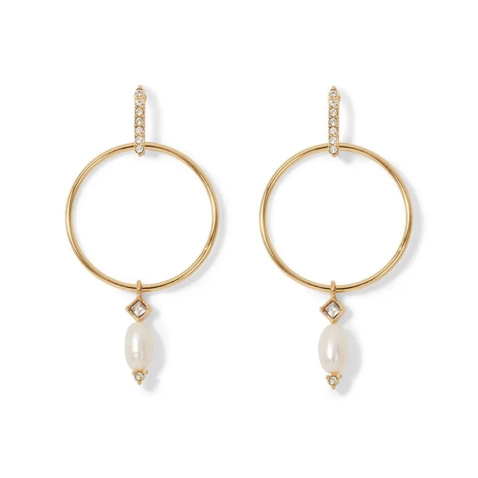 New Royal Tudor Forward-Facing Hoop Earrings with Pearl Drops Earrings