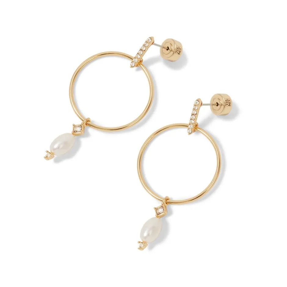 New Royal Tudor Forward-Facing Hoop Earrings with Pearl Drops Earrings