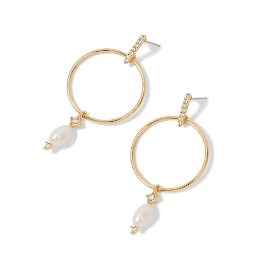 New Royal Tudor Forward-Facing Hoop Earrings with Pearl Drops Earrings