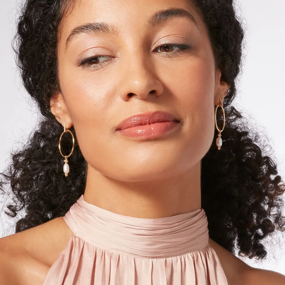 New Royal Tudor Forward-Facing Hoop Earrings with Pearl Drops Earrings