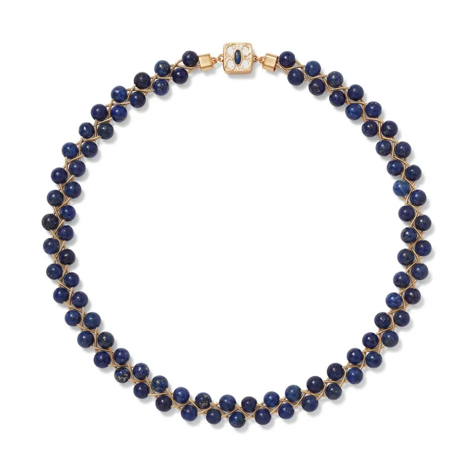 Best Spanish Baldric Lapis Braided Necklace and Elongated Drop Earrings Set Jewelry Sets