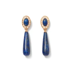 Best Spanish Baldric Lapis Braided Necklace and Elongated Drop Earrings Set Jewelry Sets