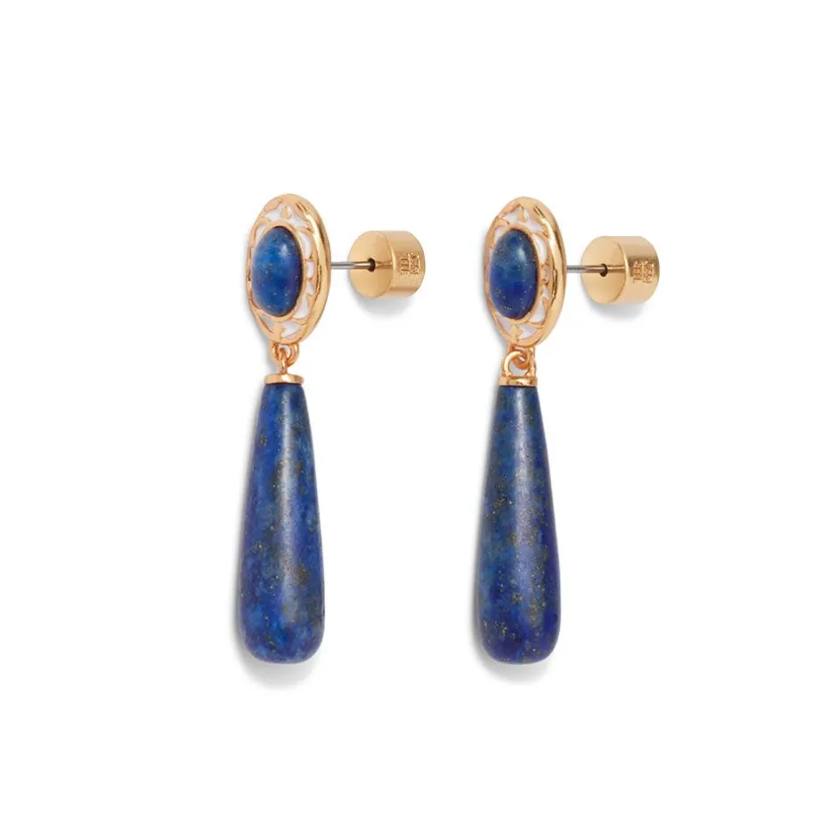 Best Spanish Baldric Lapis Braided Necklace and Elongated Drop Earrings Set Jewelry Sets
