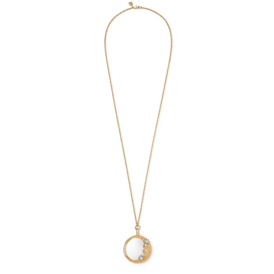 Hot Spanish Day and Night Magnifier Pendant Necklace and Moon Drop Earrings Set Jewelry Sets