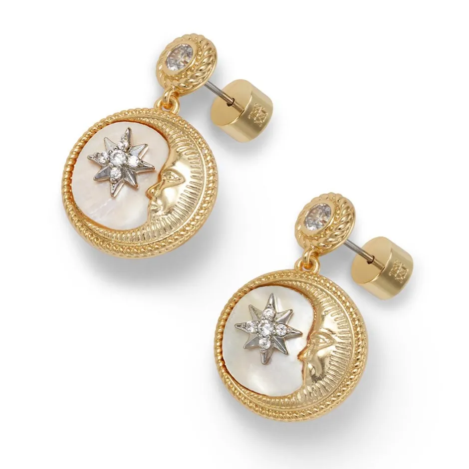 Hot Spanish Day and Night Magnifier Pendant Necklace and Moon Drop Earrings Set Jewelry Sets
