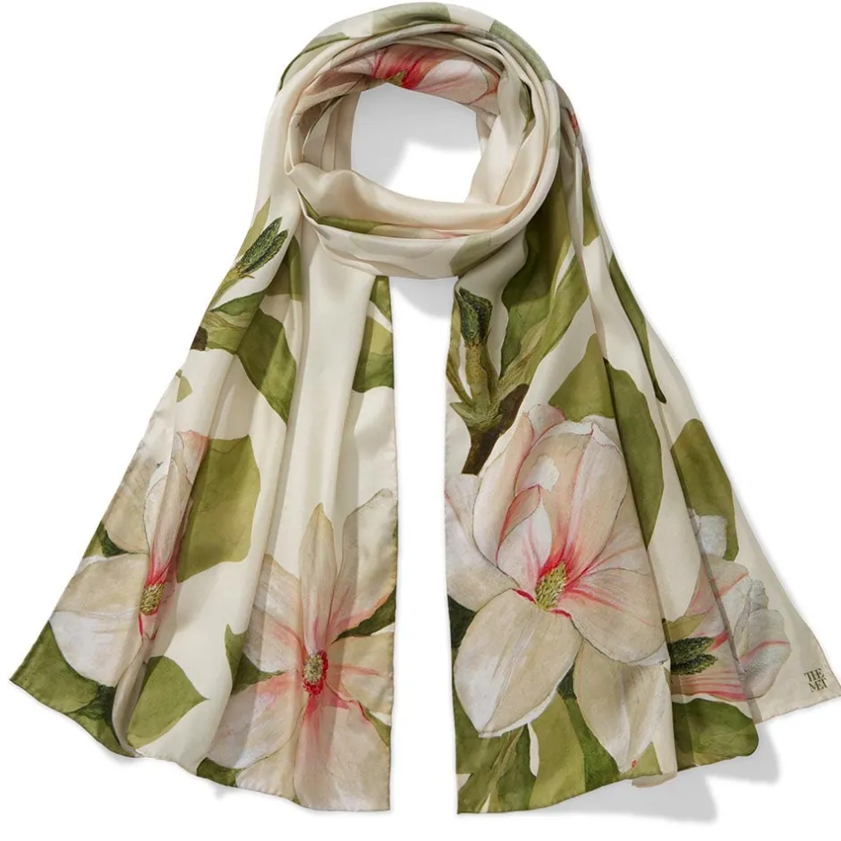 Outlet Studies of Magnolias Oblong Silk Scarf Scarves & Wraps