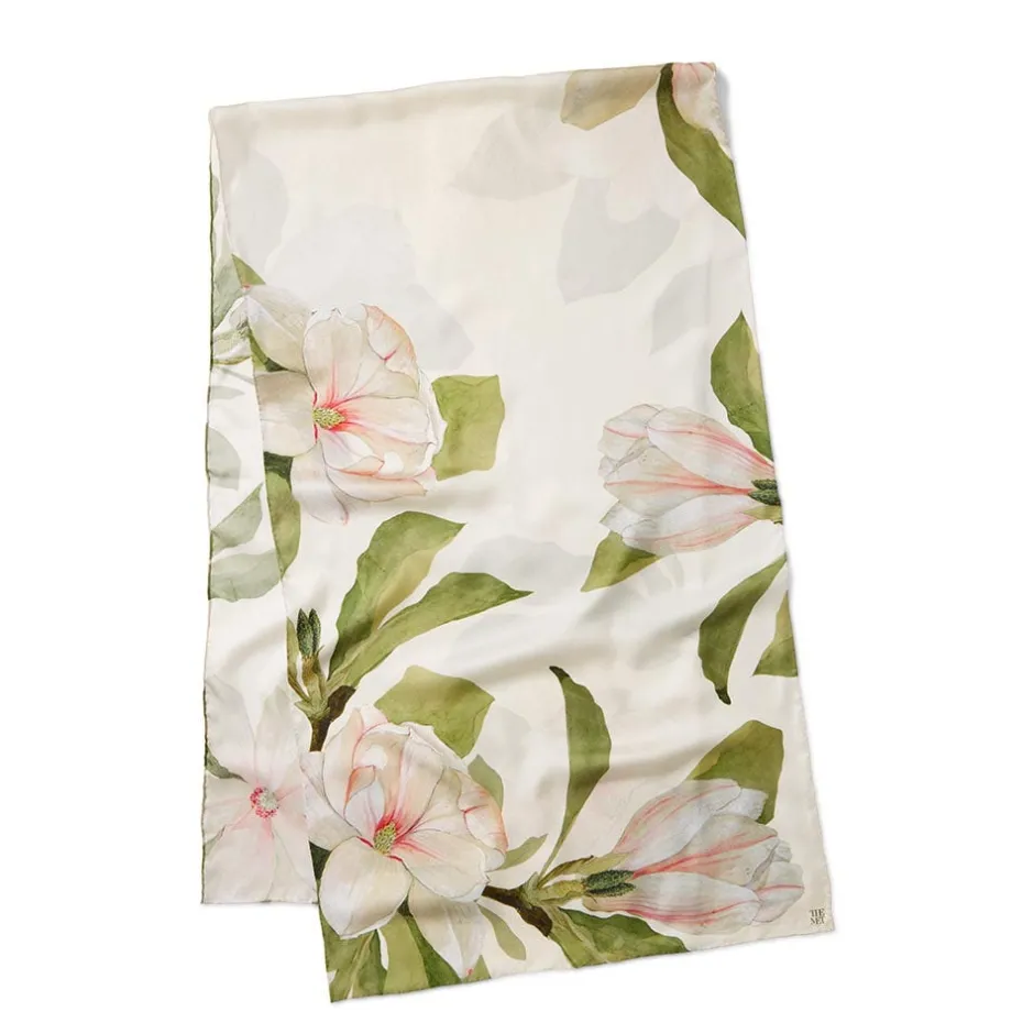 Outlet Studies of Magnolias Oblong Silk Scarf Scarves & Wraps