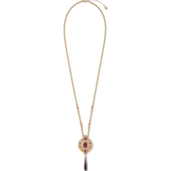 Turkish Amethyst Long Pendant Necklace and Statement Earrings Set Jewelry Sets