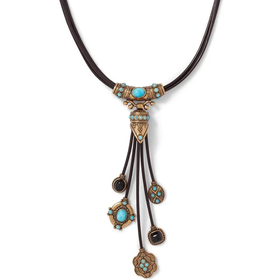 Outlet Turkmen Leather Statement Necklace Necklaces