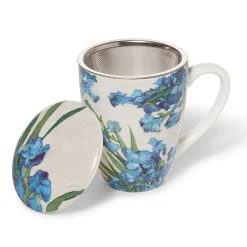 New Van Gogh Irises Covered Mug with Tea Infuser Tableware