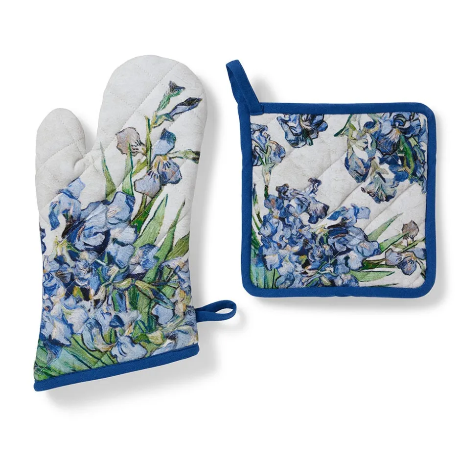 Sale Van Gogh Irises Pot Holder and Oven Mitt Set Tableware