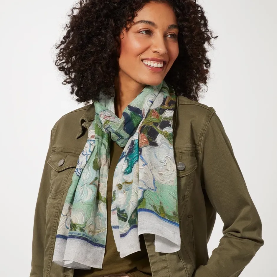 Online Van Gogh Roses Oblong Silk Scarf Scarves & Wraps
