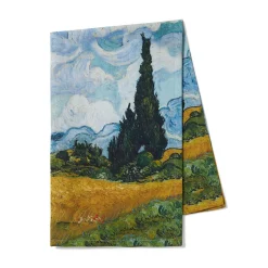 Clearance Van Gogh Wheat Field with Cypresses Tea Towel Decorative Accents