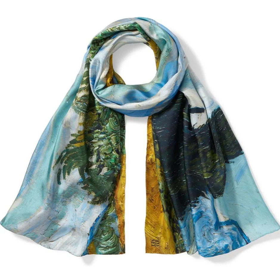 New Van Gogh Wheat Field with Cypresses Oversize Oblong Silk Scarf Scarves & Wraps