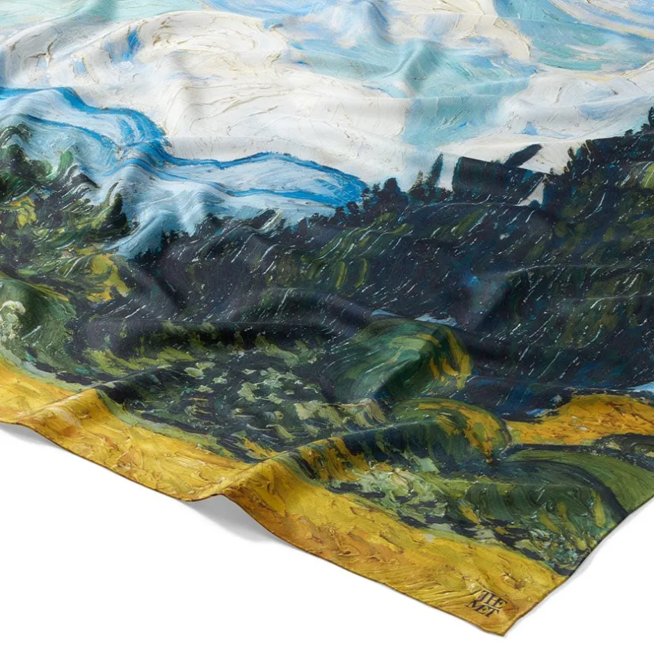 New Van Gogh Wheat Field with Cypresses Oversize Oblong Silk Scarf Scarves & Wraps