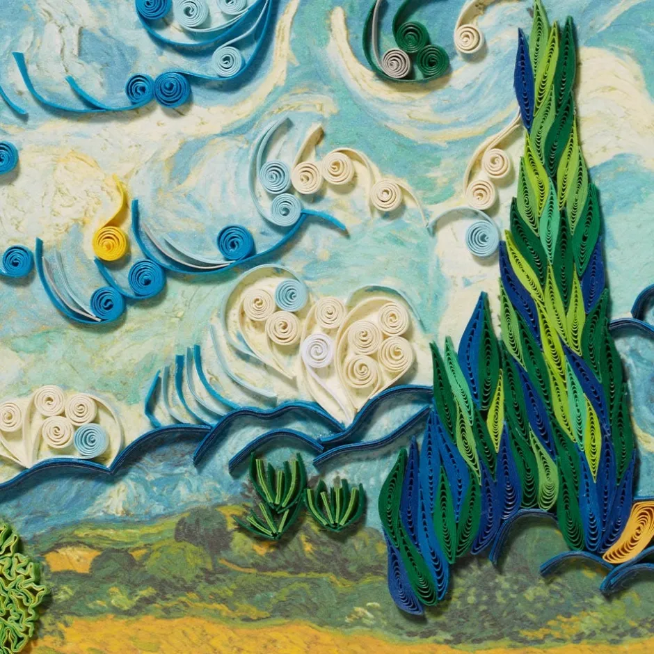 Clearance Van Gogh Wheat Field with Cypresses Quilled Card Notecards & Correspondence