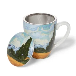 Best Van Gogh Wheat Field with Cypresses Covered Mug with Tea Infuser Tableware