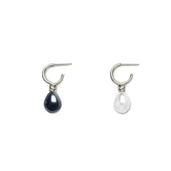 Venus Pearl Silver Drop Earrings, Black/White Earrings