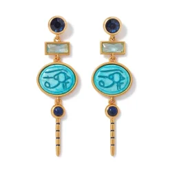 Discount Wedjat Eye Scarab Drop Earrings Earrings