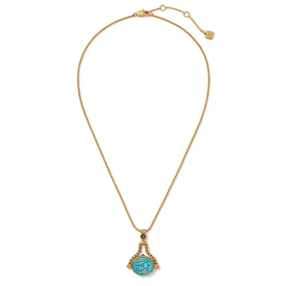 Clearance Wedjat Eye Scarab Spinning Pendant Necklace Necklaces