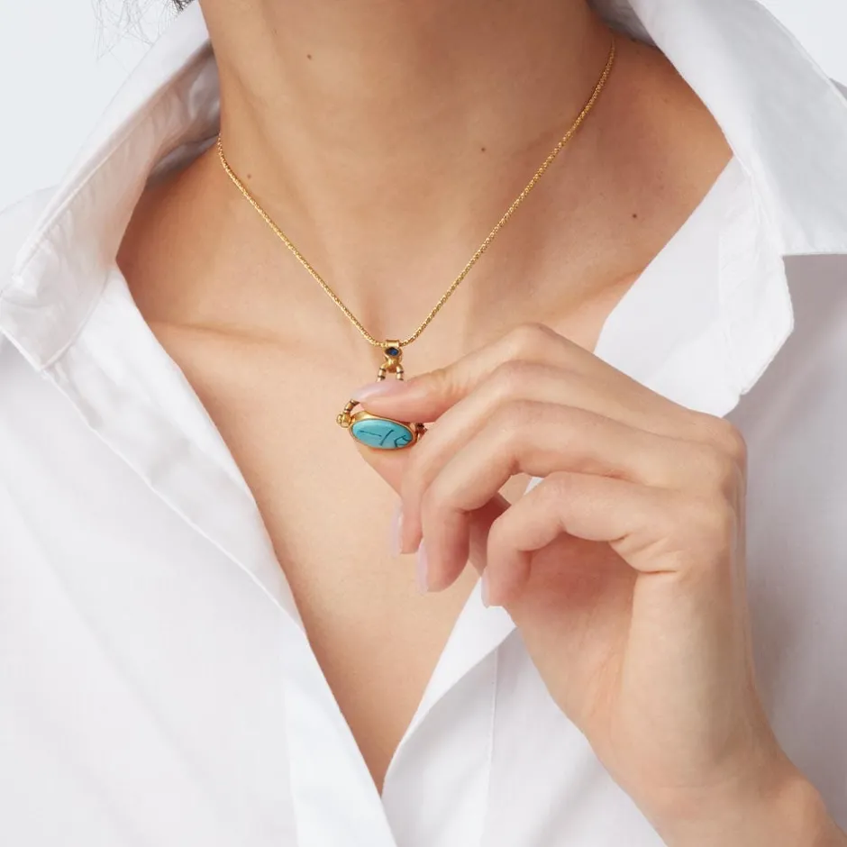 Clearance Wedjat Eye Scarab Spinning Pendant Necklace Necklaces